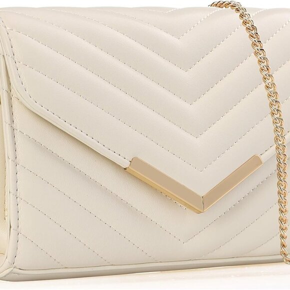 Women Clutch Vegan Leather Envelope Evening Bag Crossbody Chain Strap